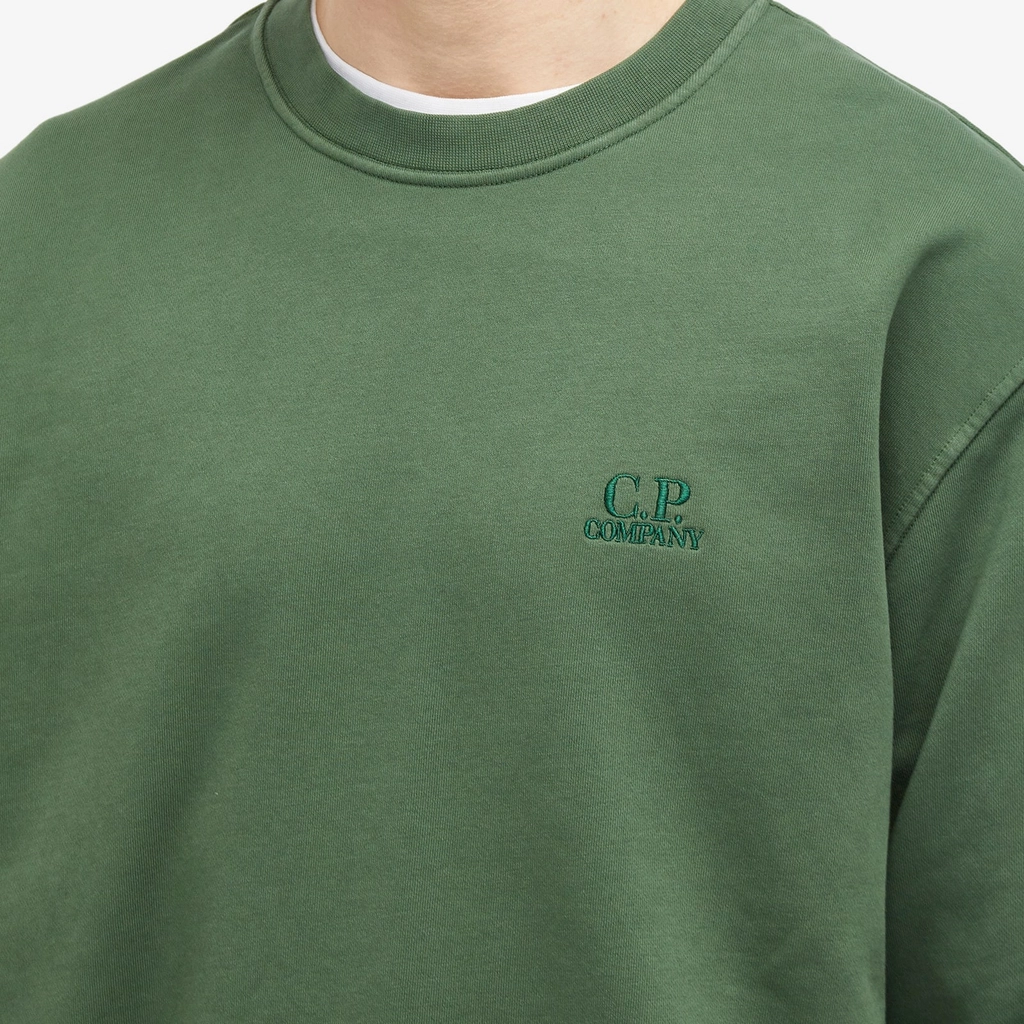 CP Company Men's Cotton Diagonal Fleece Logo Sweatshirt Duck Green